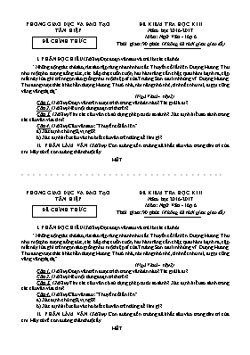 Đê kiêm tra hoc ki II môn Ngữ văn Lớp 6 - Năm học 2016-2017 - Phòng GD & ĐT Tân Hiệp (Có đáp án)